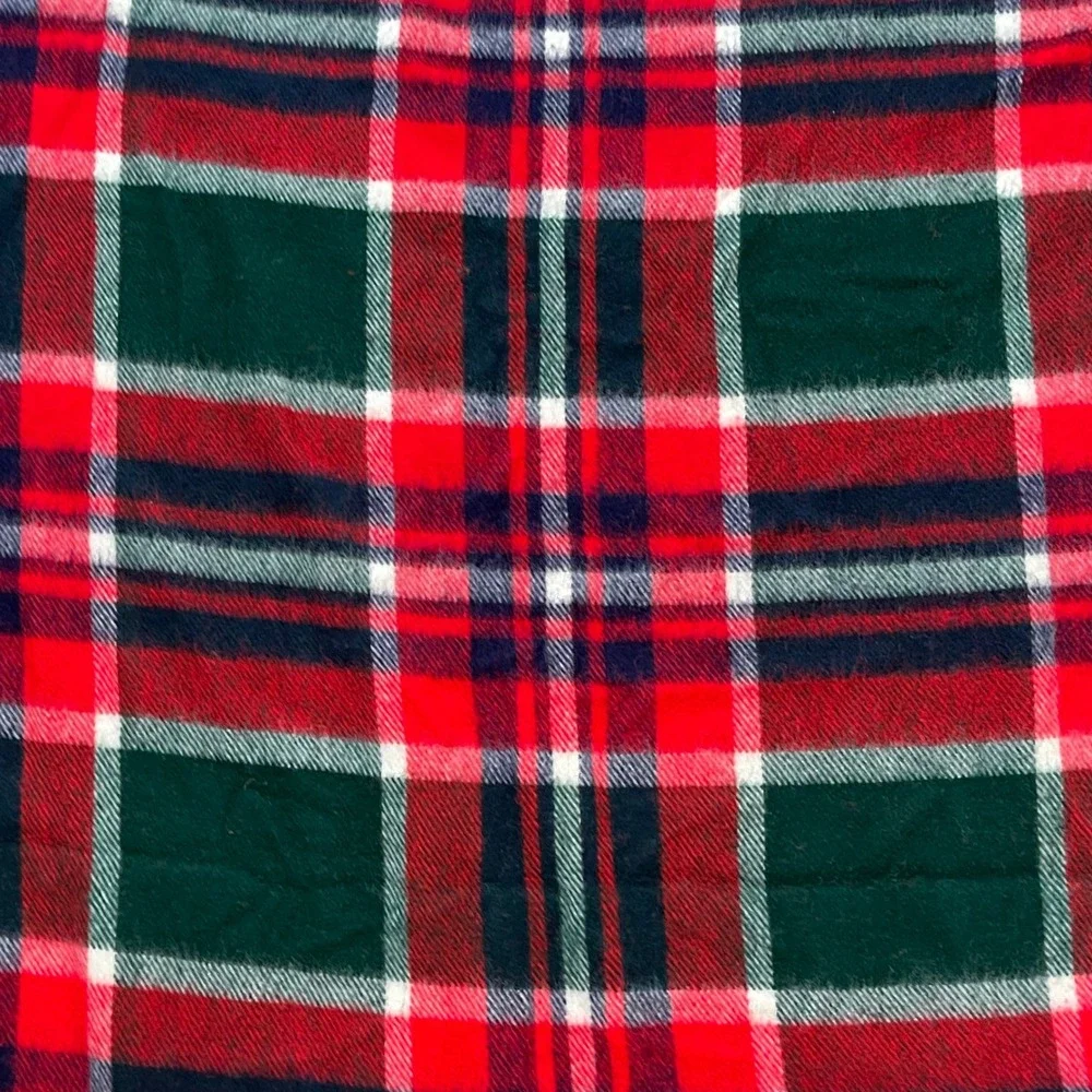 Vintage Troy Robe Blanket Plaid Red Green Tartan Wool Fringe Stadium Lap Throw